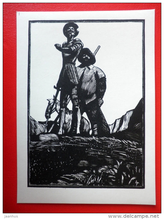 illustration by A. Goncharov - Sancho Panza - Don Quixote by Miguel de Cervantes - 1965 - Russia USSR - unused - JH Postcards