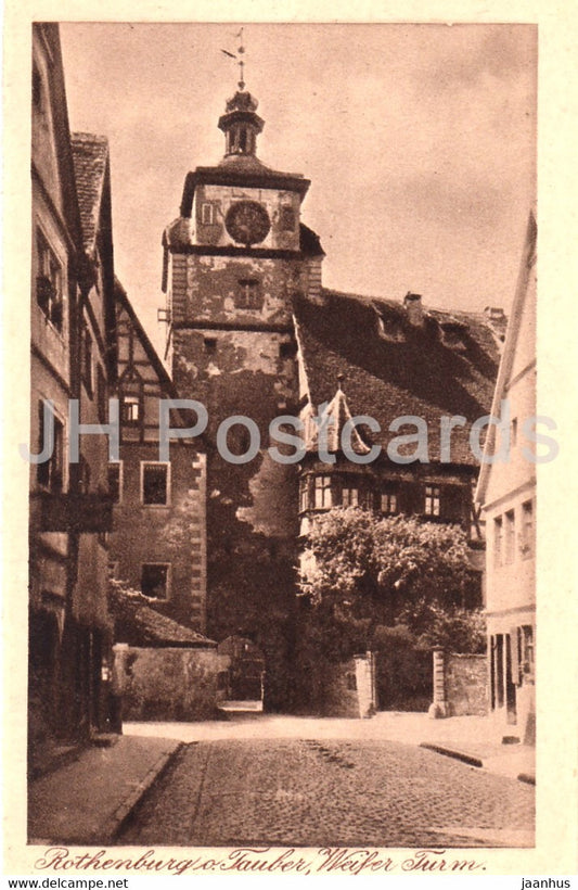 Rothenburg o d Tauber - Weisser Turm - old postcard - Germany - unused - JH Postcards