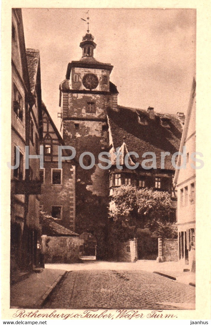Rothenburg o d Tauber - Weisser Turm - old postcard - Germany - unused - JH Postcards