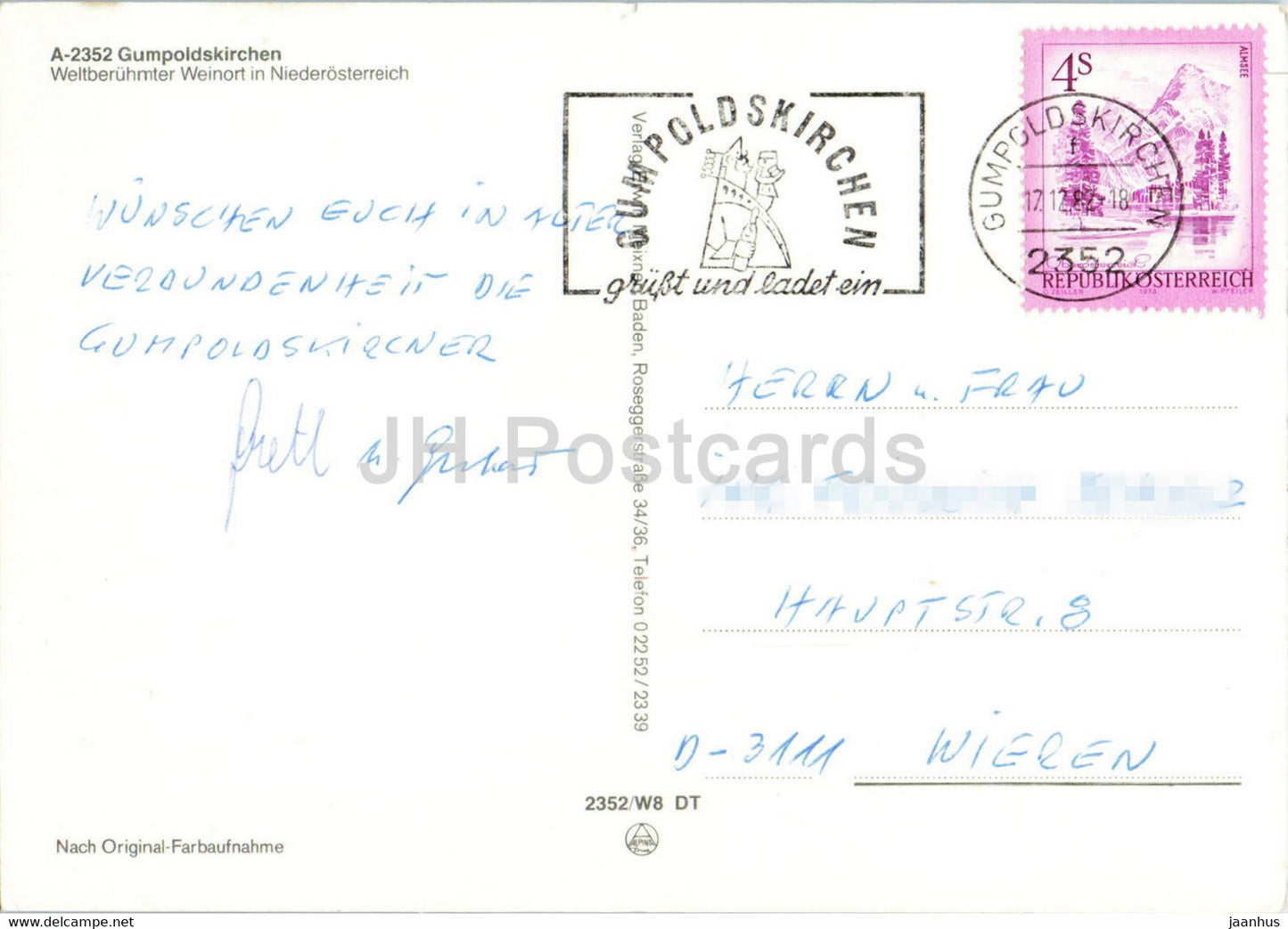 Gumpoldskirchen - Weltberuhmter Weinort in Niederosterreich - Rathaus - car - 1982 - Austria - used