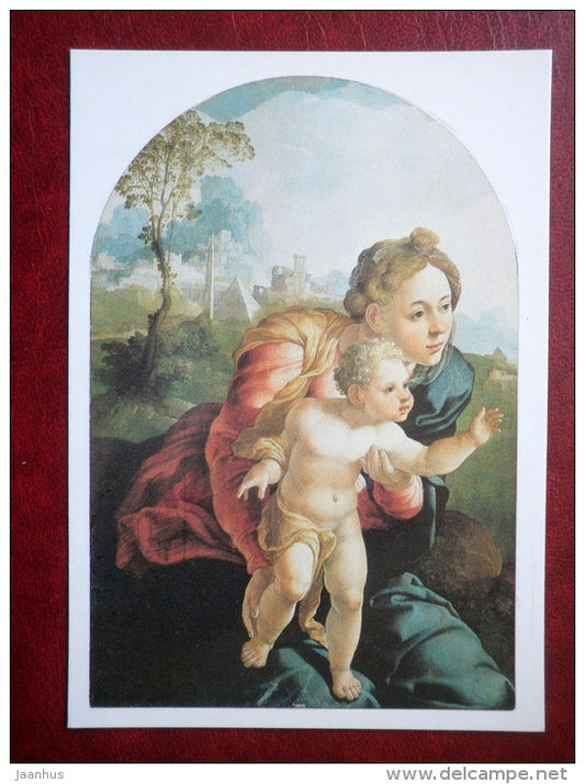painting by Jan Van Scorel , Virgin and Child - dutch art - unused - JH Postcards