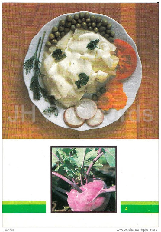 Kohlrabi in butter - Vegetable Dishes - recipes - 1990 - Russia USSR - unused - JH Postcards