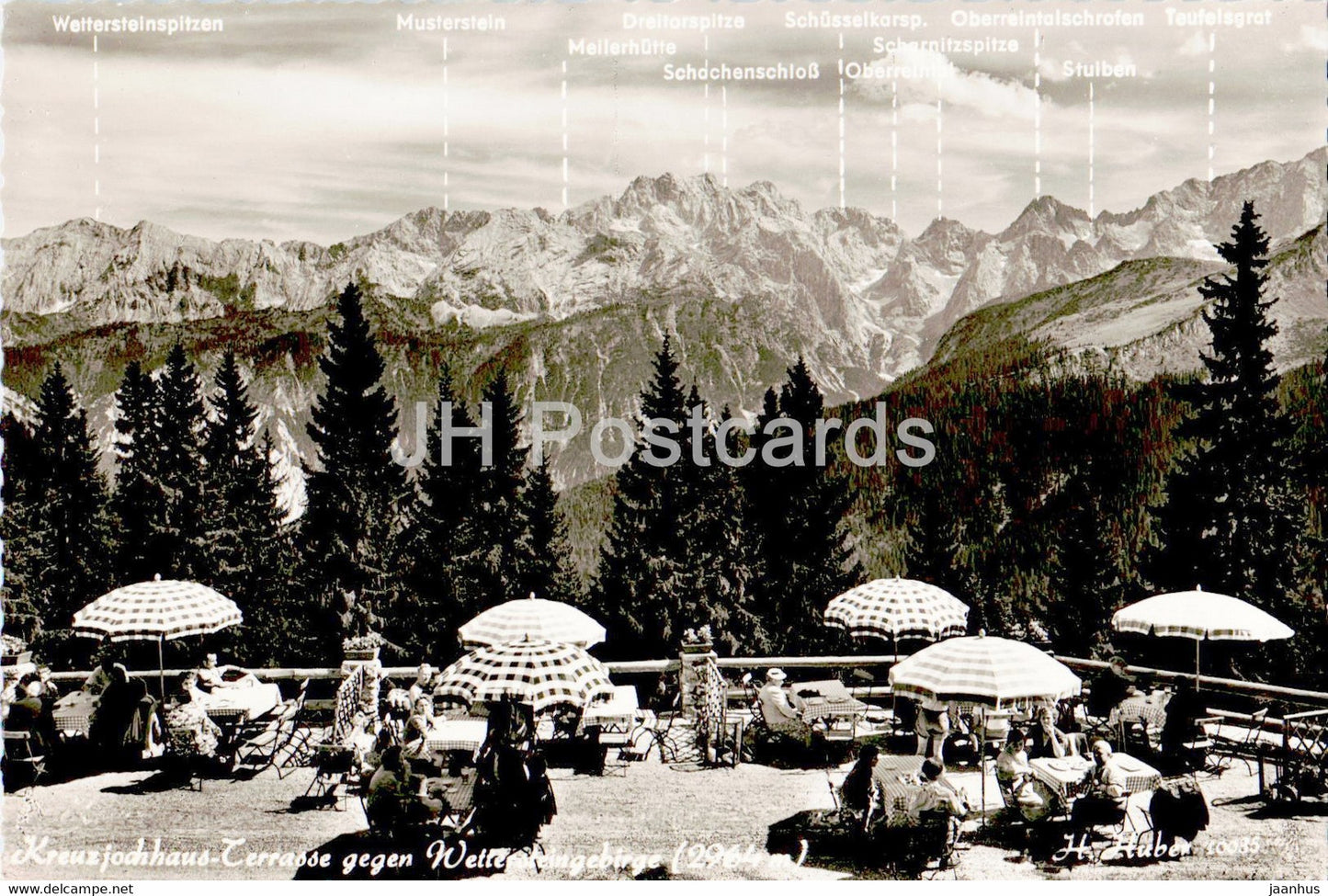 Kreuzjochhaus Terrasse - old postcard - 1957 - Germany - used - JH Postcards