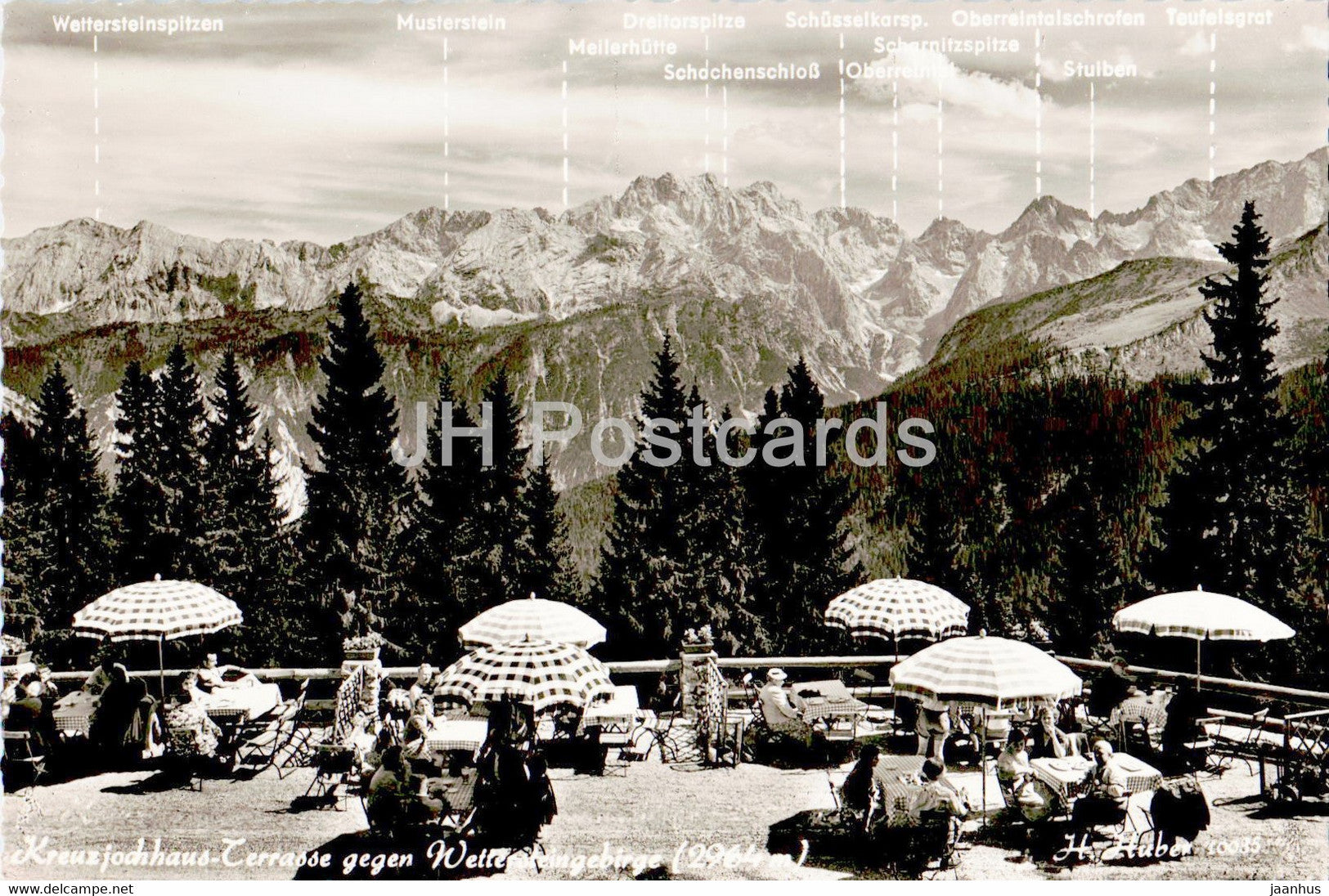 Kreuzjochhaus Terrasse - old postcard - 1957 - Germany - used - JH Postcards