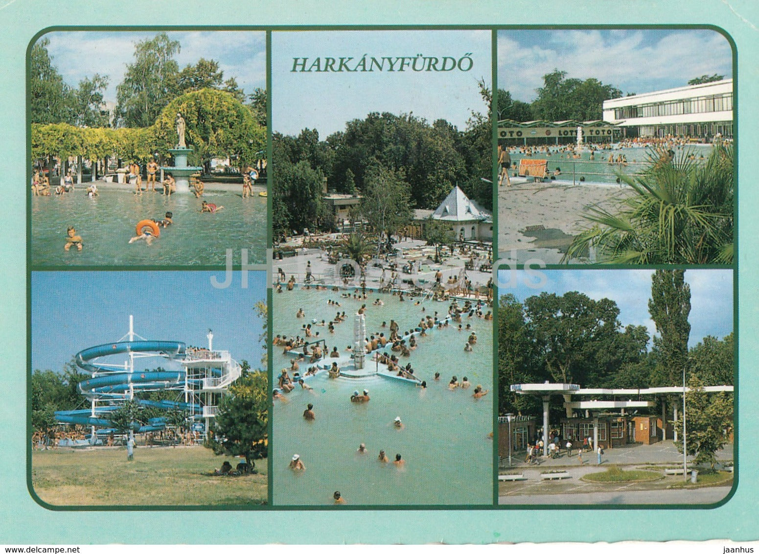 Harkanyfurdo - pool - multiview - 1992 - Hungary - used - JH Postcards