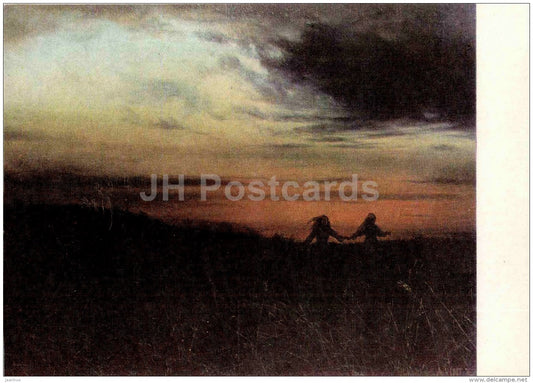painting by A. Vint - Time to Get Home , 1972 - estonian art - Estonia USSR - 1984 - unused - JH Postcards