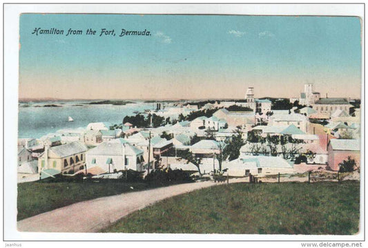 Hamilton from the Fort , Bermuda - No 18 - by Herrington & Scheihauer - old postcard - Bermuda - unused - JH Postcards