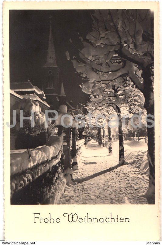 Christmas Greeting Card - Frohe Weihnachten - nicht street - old postcard - 1935 - Germany - used - JH Postcards