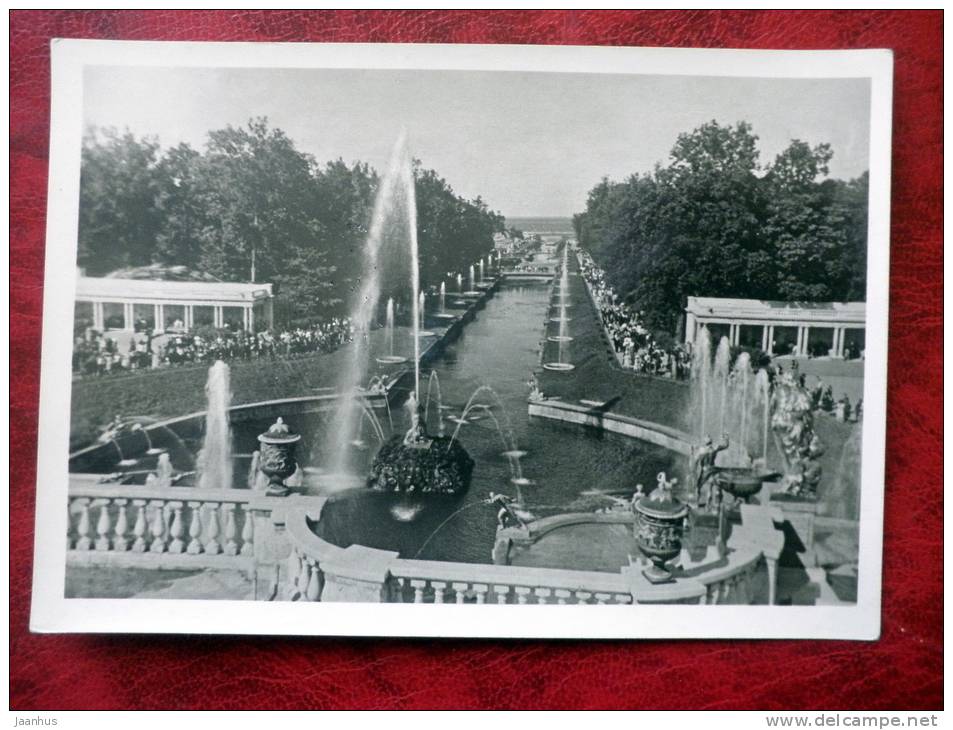 Petrodvorets - Bowl - fountain alley - 1952 - Russia - USSR - unused - JH Postcards