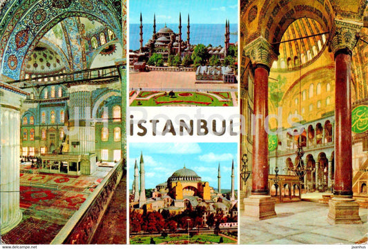 Istanbul - Sultan Ahmet Mosque and it's interior - multiview - 1976 - Turkey - used - JH Postcards