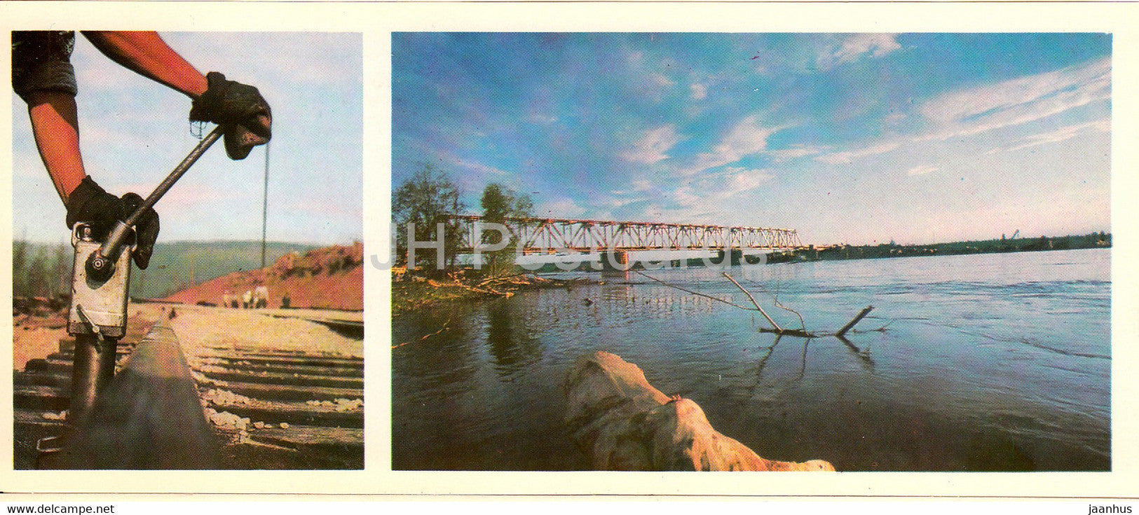 railway bridge - 1 - BAM - Baikal-Amur Mainline , construction of the railway - 1978 - Russia USSR - unused - JH Postcards