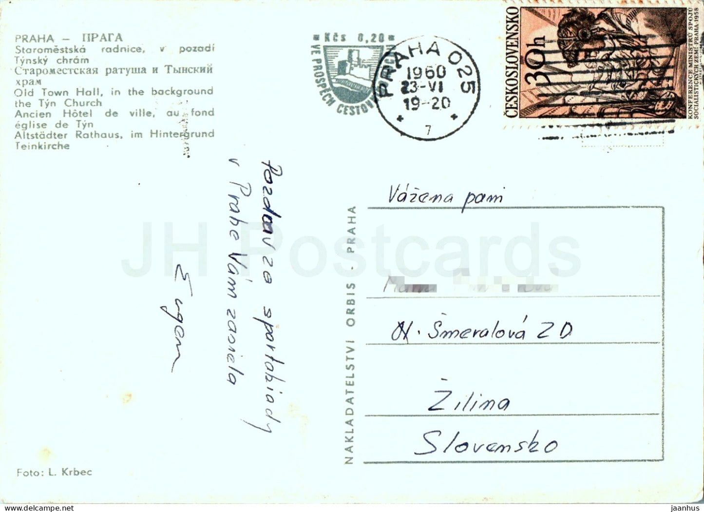 Praha - Prague - Staromestska Radnice - Ancien Hôtel de Ville - Église de Tyn - 1960 - République tchèque - Tchécoslovaquie - utilisé 