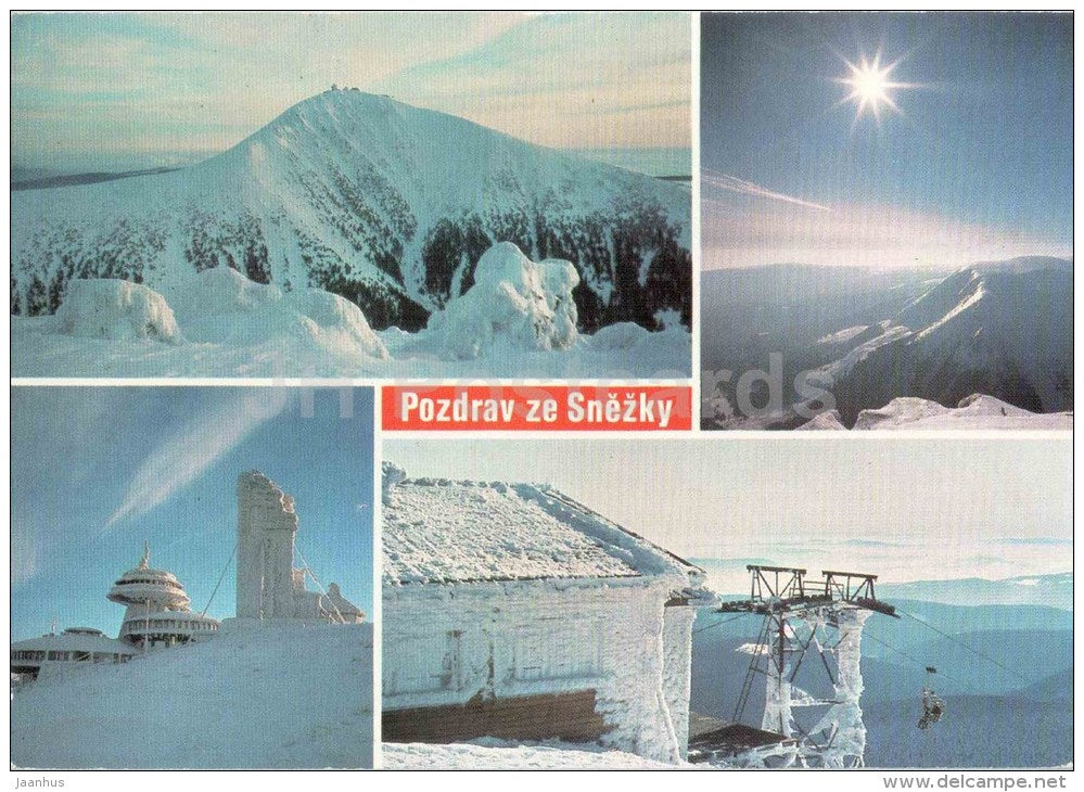 Krkonose - Snezka mountain - winter - Czechoslovakia - Czech - used 1971 - JH Postcards