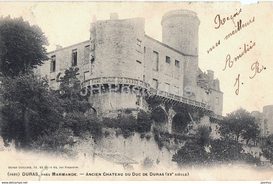 Duras pres Marmande - Ancien Chateau du Duc de Duras - castle - old postcard - France - used - JH Postcards