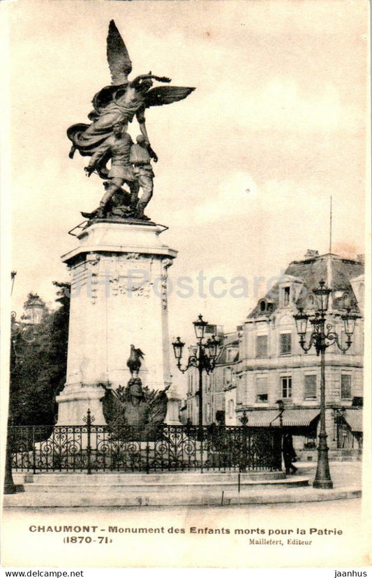 Chaumont - Monument des Enfants morts pour la Patrie - Monument of the Children - old postcard - 1906 - France - used - JH Postcards