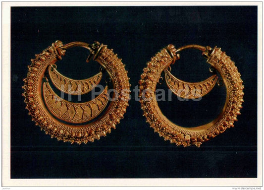 earrings , Akhalgori - archaeology - Ancient Jewellery Ornaments - 1978 - Russia USSR - unused - JH Postcards