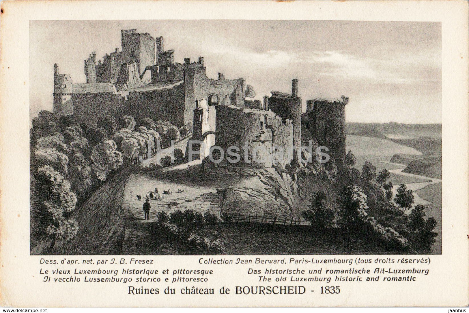 Le vieux Luxembourg historique et pittoresque - Ruines du chateau de Bourscheid - old postcard - Luxembourg - unused - JH Postcards