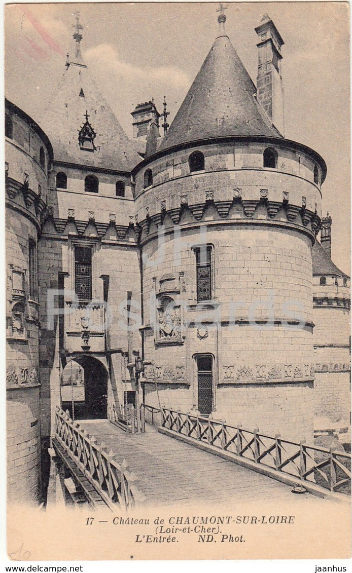 Chateau de Chaumont sur Loire - L'Entree - castle - 17 - old postcard - France - unused - JH Postcards
