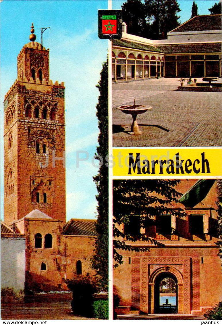 Marrakesh - Marrakech - Entrada de la Mezquita - La Koutoubia - multiview - 25 - 1979 - Morocco - used - JH Postcards