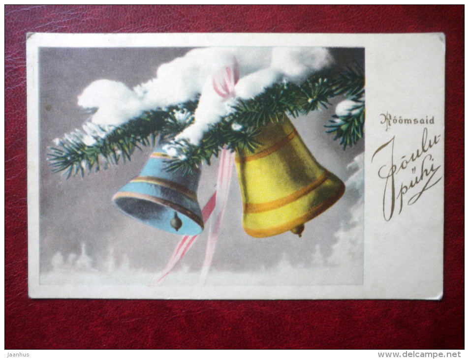 Christmas Greeting Card - christmas bells - circulated in Estonia 1939 , Kärdla - Estonia - used - JH Postcards