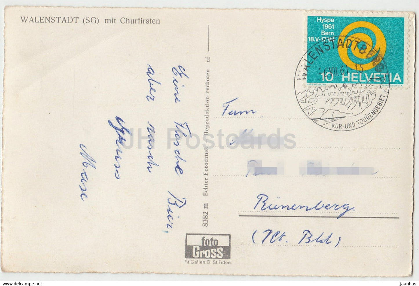 Walenstadt mit Churfirsten - Switzerland - 1961 - used