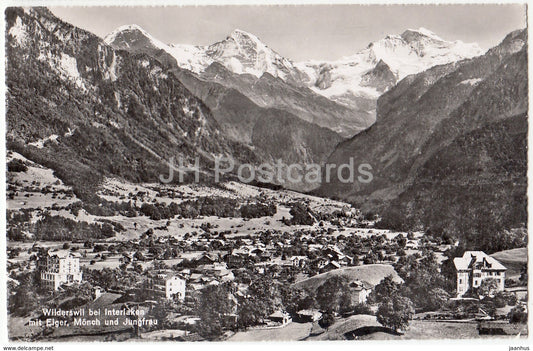 Wilderswil bei Interlaken mit Eiger Monch und Jungfrau - 541 - Switzerland - 1954 - used - JH Postcards