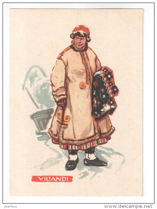 People in estonian folk costumes Viljandi by A. Vender - 1960 - Estonia USSR - unused - JH Postcards