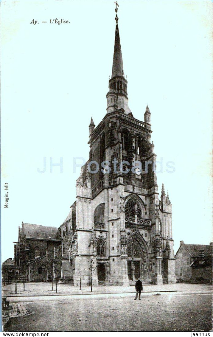 Ay - L'Eglise - church - Mougin - old postcard - France - unused - JH Postcards