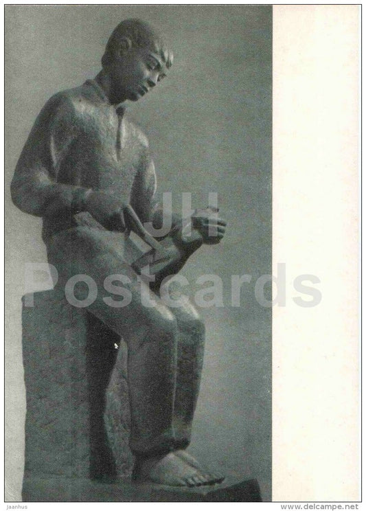 sculpture by Juozas Mikenas - Boy-cutter , 1937-38 - lithuanian art - unused - JH Postcards