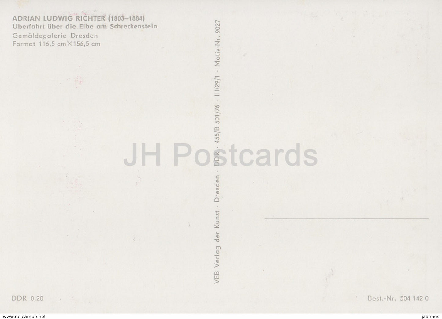 Gemälde von Ludwig Richter - Überfahrt über die Elbe am Schreckenstein - 9027 - Deutsche Kunst - Deutschland DDR - unbenutzt