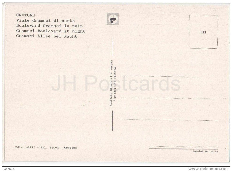 viale Gramsci di notte - Gramsci boulevard at night - Crotone - Calabri - 133 - Italia - Italy - unused - JH Postcards