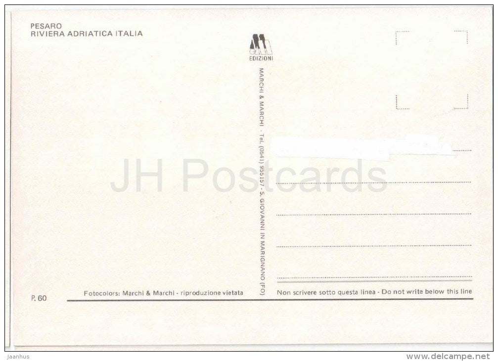 Saluti da Pesaro - Riviera Adriatica Italia - Pesaro - Marche - P. 60 - Italia - Italy - unused - JH Postcards