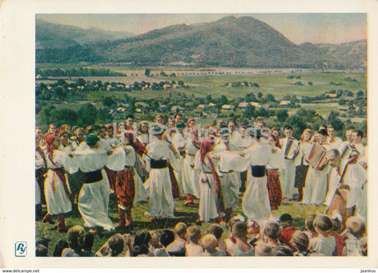 Carpathian Mountains - Karpaty - Ensemble of Dance and Song Borzhava - folk costumes - 1964 - Ukraine USSR - unused - JH Postcards