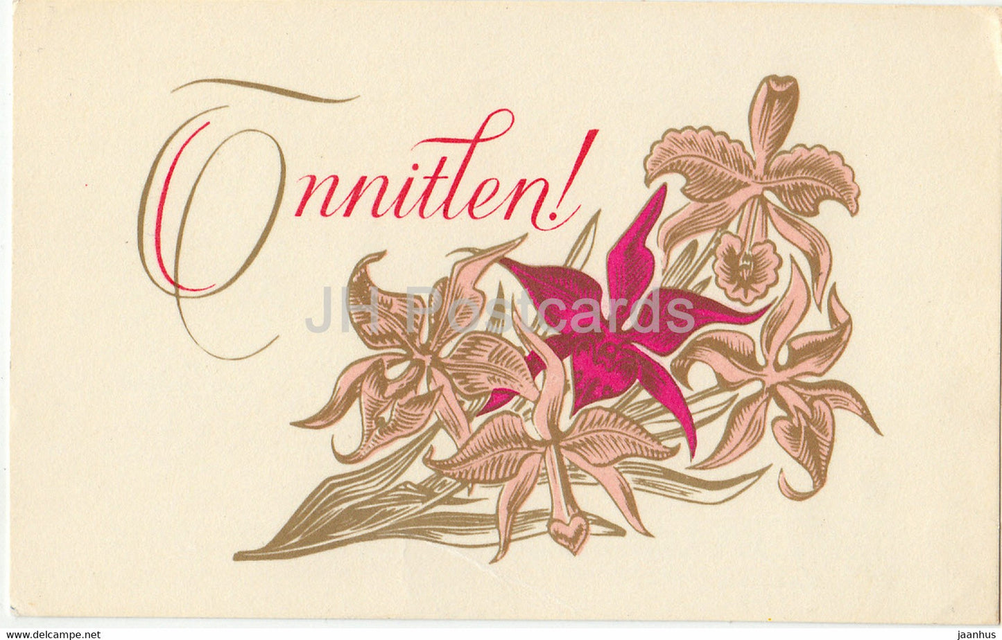 Bithday greeting Card by P. Luhtein - flowers - 1974 - Estonia USSR - unused - JH Postcards