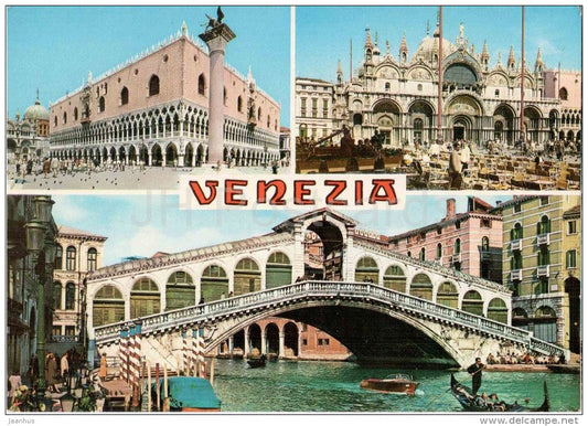 ponte di Rialto - bridge - square - Venezia - Veneto - VE 98 - Italia - Italy - sent from Italy to Germany 1976 - JH Postcards