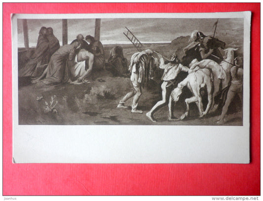 painting by Anselm Feuerbach . Die Beweinung Christi - Städtisches Kunstmuseum Riga - 3 - german art - unused - JH Postcards