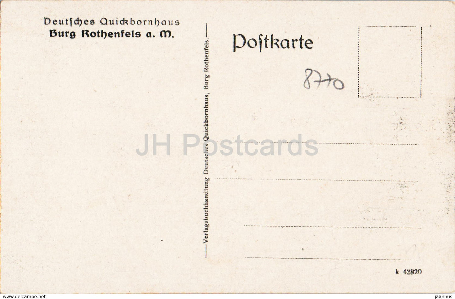 Deutsches Quickbornhaus - Burg Rothenfels a M - Spessart und Umgebung - carte postale ancienne - Allemagne - inutilisée