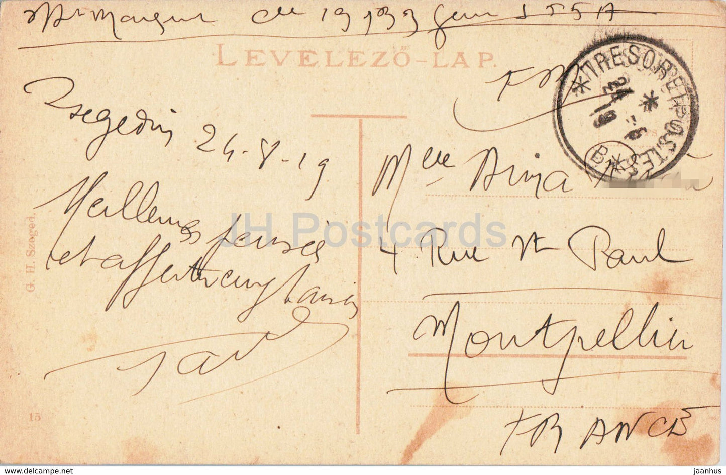 Szeged - Varosi szinhaz - théâtre - carte postale ancienne - 1919 - Hongrie - utilisé
