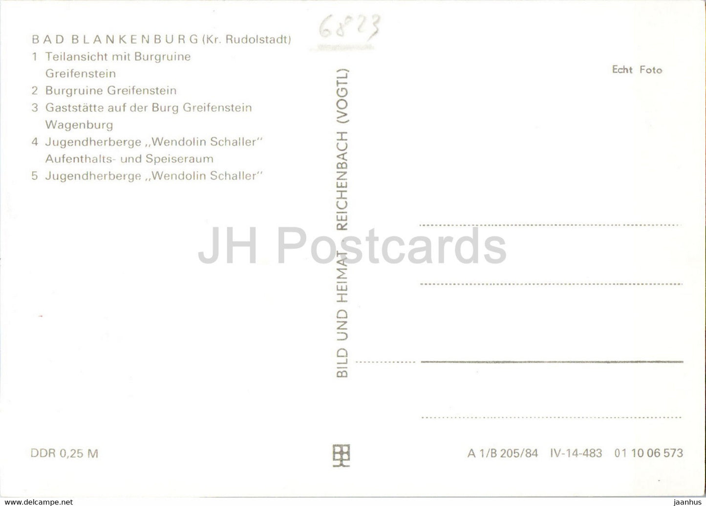 Bad Blankenburg - Burgruine Greifenstein - Wendolin Schaller - horse carriage - Germany DDR - unused