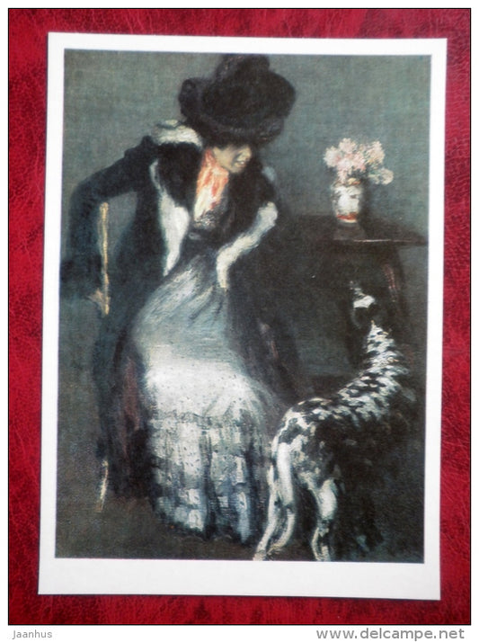 Painting by Igor Grabar - Lady wit a Dog . 1899 - russian art - unused - JH Postcards