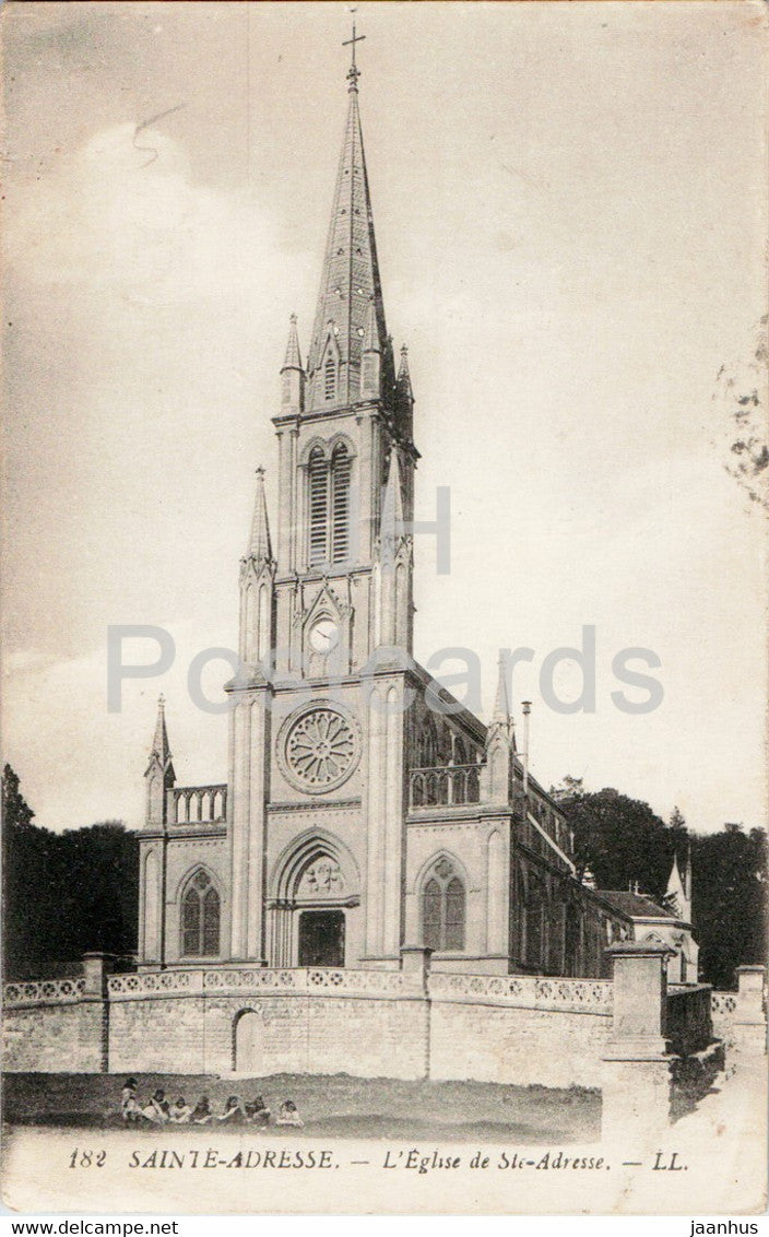 Sainte Adresse - L'Eglise de Ste Adresse - 182 - church - military mail - old postcard - France - used - JH Postcards