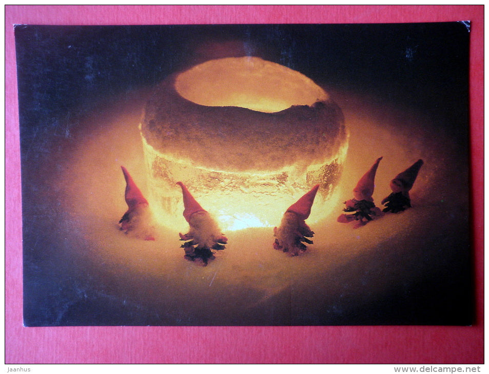 Christmas Greeting Card - dwarf - Finland - circulated in Finland - JH Postcards