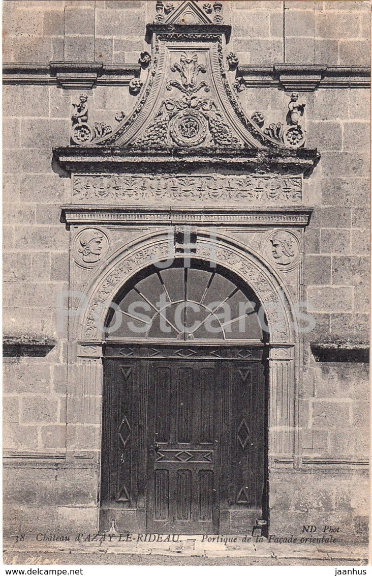 Chateau d' Azay Le Rideau - Portique de la Facade orientale - castle - 38 - old postcard - France - unused
