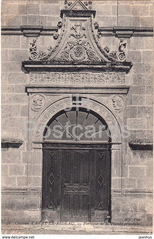 Chateau d' Azay Le Rideau - Portique de la Facade orientale - castle - 38 - old postcard - France - unused