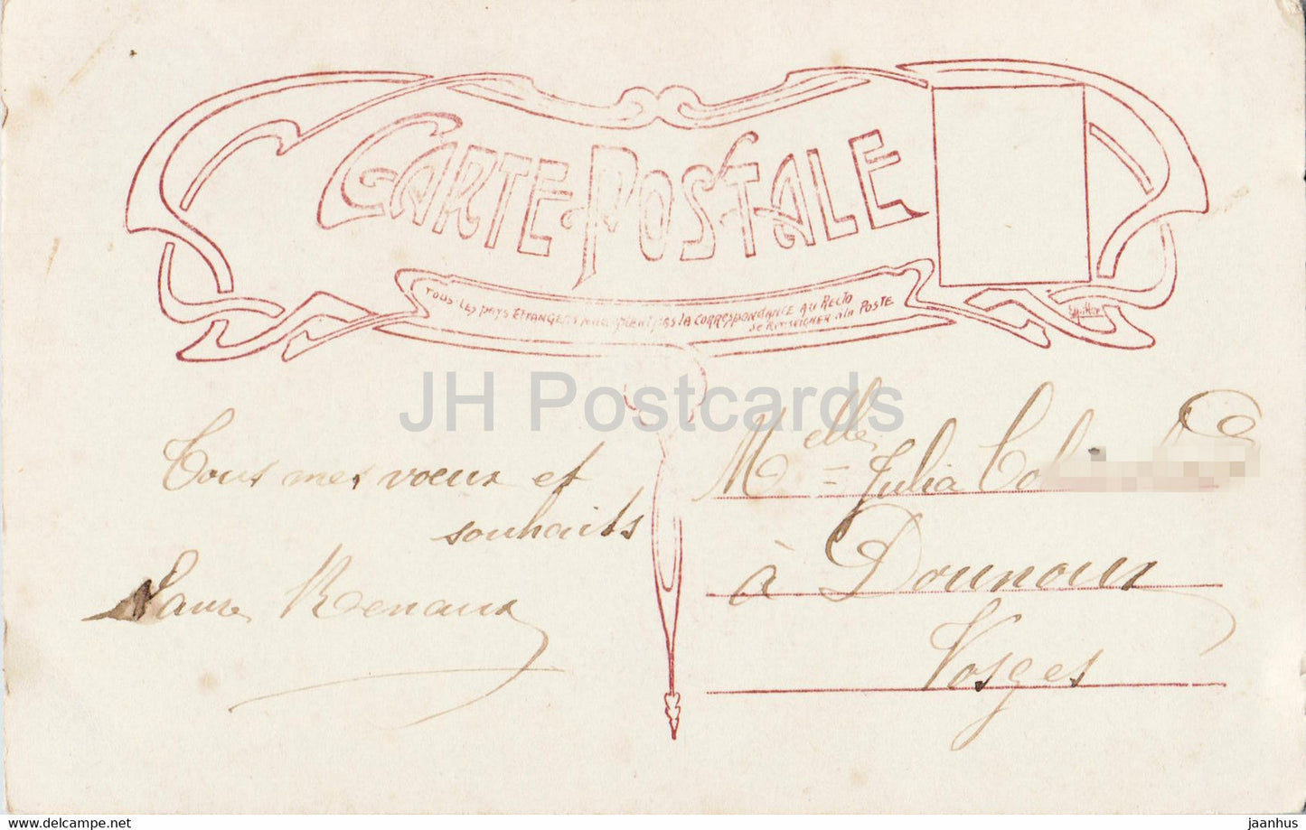 Carte de voeux Nouvel An - Heureuse Annee - femme - LOTUS - carte postale ancienne - France - occasion