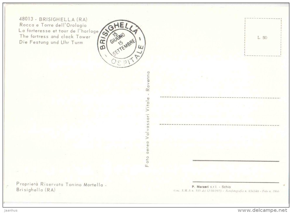 Rocca e Torre dell´Orologio - fortress - Brisighella - Ravenna - Emilia-Romagna - 48013 - Italia - Italy - unused - JH Postcards