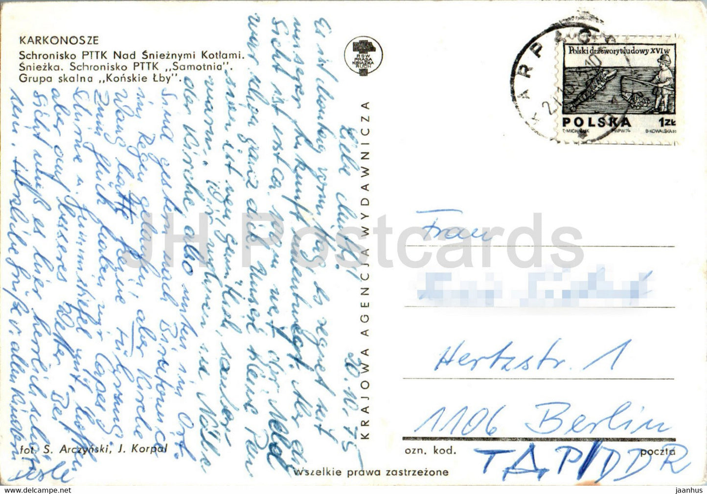 Karkonosze - Schronisko PTTK Nad Snieznymi Kotlami -Sniezka - Samotnia - Konskie Lby 1 multiview - 1975 - Poland - used