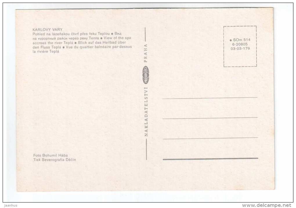 View of the Spa across the River Tepla - Karlovy Vary - Czech Republic - unused - JH Postcards