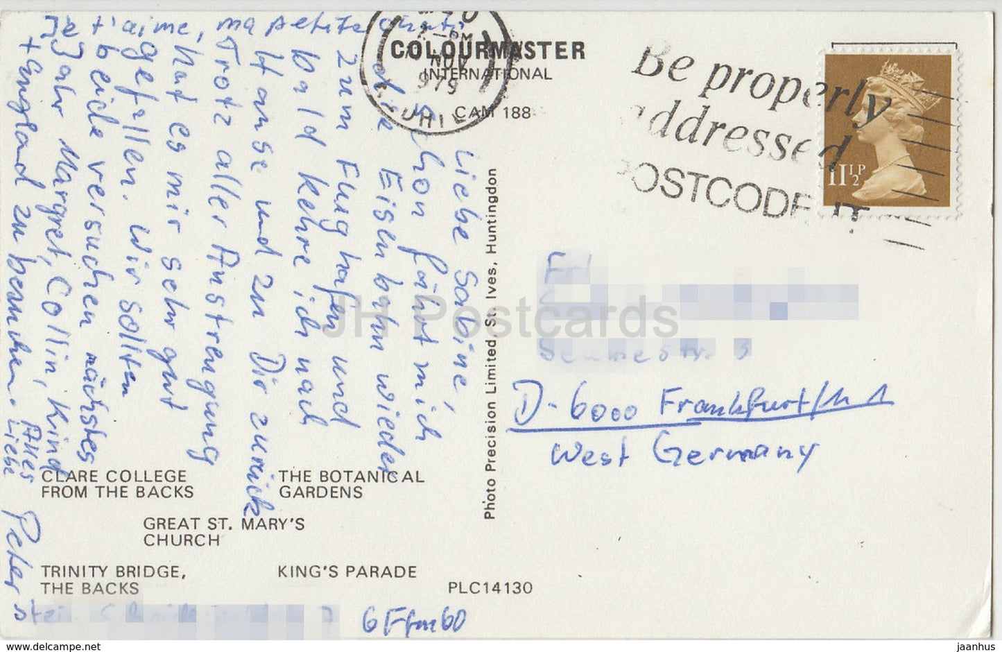 Cambridge - College - Botanischer Garten - Kirche - Multiview - CAM 188 - 1960 - Vereinigtes Königreich - England - gebraucht