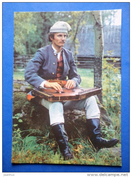 Zither - Estonian folk instruments - folk costume - 1979 - Estonia USSR - unused - JH Postcards